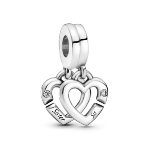 Pandora Linked Sister Hearts Split Dangle Charm
