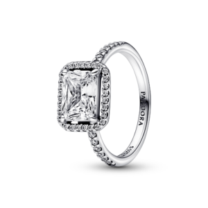 Pandora Rectangular Sparkling Halo Ring