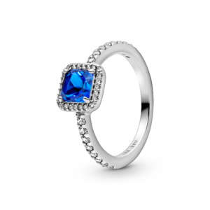 Pandora Blue Square Sparkle Halo Ring