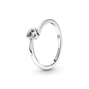 Pandora Clear Tilted Heart Solitaire Ring