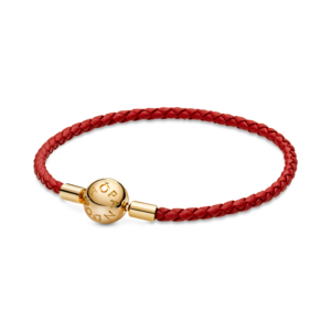Pandora Moments Red Woven Leather Bracelet