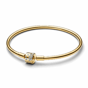 Pandora 14k gold-plated bangle with clear cubic zirconia