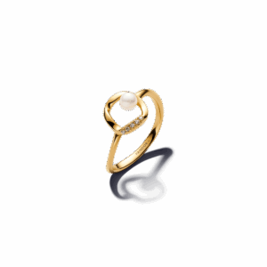 Organically Shaped PavÃ© Circle & Treated Freshwater Cultured Pearl Ring