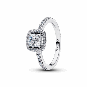Sparkling Square Halo Ring