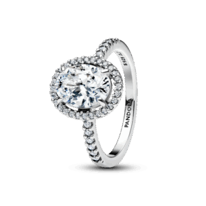 Oval Sparkling Halo Statement Ring