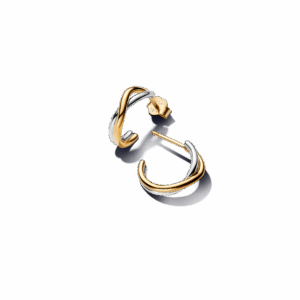 Organically Shaped Two-tone Open Hoop Earrings