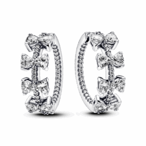 Sparkling Bow Row Hoop Earrings