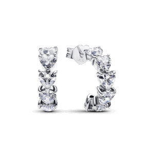 Sparkling Hearts Open Hoop Earrings