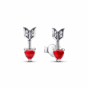 Arrow & Murano Glass Heart Stud Earrings