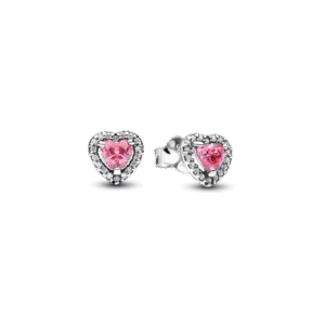 Elevated Pink Heart Stud Earrings