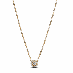Round Pavé Halo Pendant Necklace