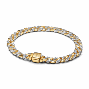 Two-tone Pavé Cuban Chain Bracelet