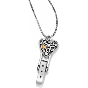 Brighton, Floating Heart Badge Clip Necklace