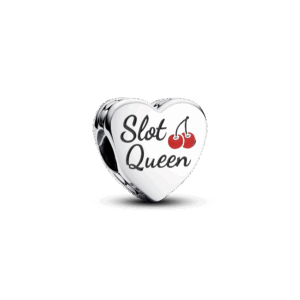 Pandora Slot Queen heart sterling silver charm with black, red and white enamel
