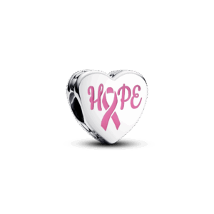 Pandora Hope heart sterling silver charm with pink enamel