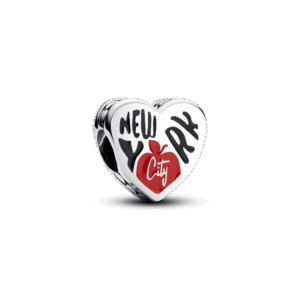 Pandora New York City heart sterling silver  charm with black and red enamel