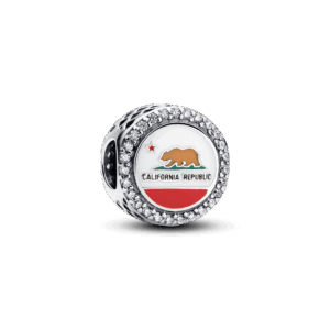 Pandora California sterling silver charm with clear cubic zirconia, red, white, green and brown enamel