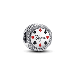 Pandora Vegas sterling silver charm with clear cubic zirconia, red and black enamel