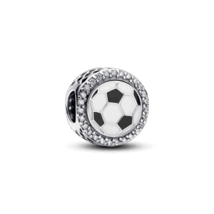 Pandora Soccer ball sterling silver charm with clear cubic zirconia, white and black enamel
