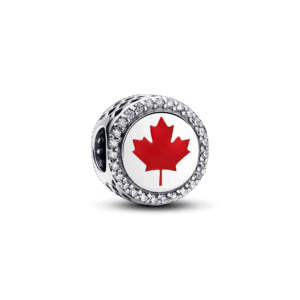 Pandora Canada sterling silver charm with clear cubic zirconia, red and black enamel
