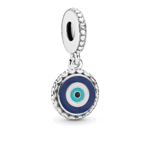 Pandora Evil eye silver dangle with white, blue, turquoise and black enamel