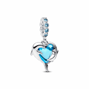 Pandora Blue Murano Glass Dolphins Dangle Charm