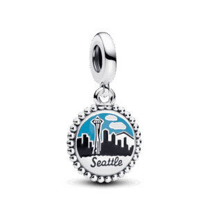 Pandora Seattle sterling silver dangle with black, white and blue enamel