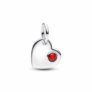 Pandora Engravable Heart Red Stone Dangle Charm