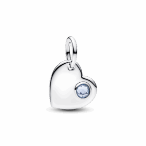 Pandora Engravable Heart Aqua Blue Stone Dangle Charm