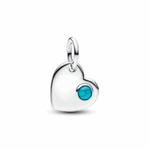 Pandora Engravable Heart Turquoise Blue Stone Dangle Charm