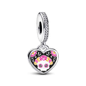 Pandora Engravable Day of the Dead Sugar Skull Heart Dangle Charm