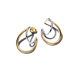 Pandora Organically Shaped Two-Tone Double Hoop Earrings