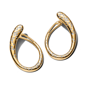 Pandora Organically Shaped Stone-Set Hinged Hoop Earrings
