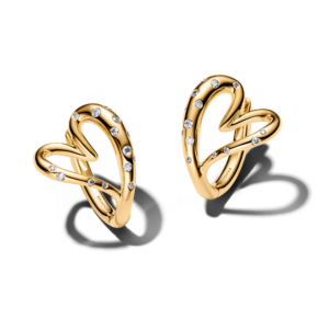 Pandora Organically Shaped Stone-Set Heart Hoop Earrings
